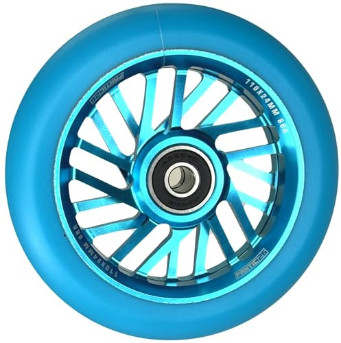 Fantic26 Spy7 Stunt Scooter Rolle I Trick I Tret I Kinder I Roller I Wheel I 110mm I ABEC-11 I Schnell I Leise I Freestyle (Blade Hollow Türkis/Pu Türkis)