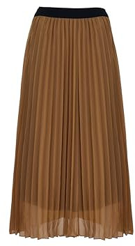 COTIDI Gonna plissettata da donna, lunga e media, in vita elastica, made in Italy, marrone, 36