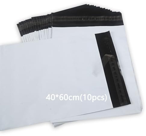 huruirui 40x60cm Versandtaschen Plastik Groß Versandtüten Blickdicht Selbstklebend 10 Stück Versandtaschen Warensendung Versandbeutel für Kleidung Schuhkarton Verpackungen Transport Verpackungskarton