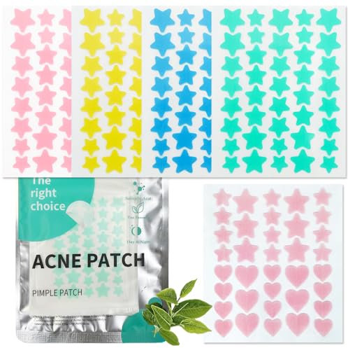 Jizxol 196 pezzi di patch brufoli stelle e forma di cuore, pimple patch con, Brufoli Invisibili Impermeabili Patch Brufoli Viso Possono Sbarazzarsi dell'acne Velocemente