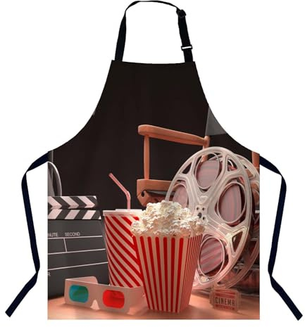BGBDEIA Retro Film Theme Apron Adjustable Neck Bib Apron for Men Women,Suitable for Kitchen Cooking Waitress Chef Apron