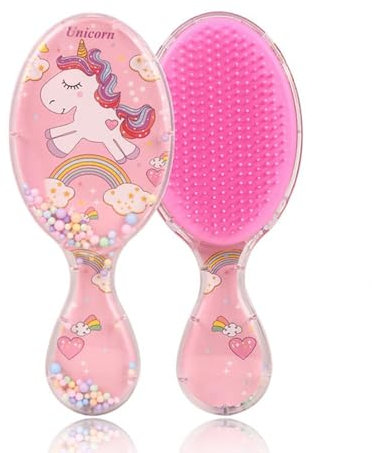 FAINCA Einhorn Kinderhaarbürste für Mädchen - 2 Stück, Trocken und Nasshaarbürste für Alle Haartypen, Kleinkinder (Rosa)