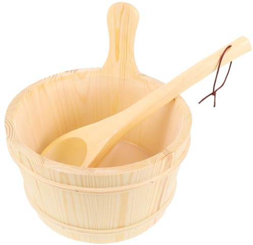 Levemolo Holzfass Sauna Eimer Naturholz Saunakübel Bad Zubehör Holz Eimer Für Sauna Spa Dusche Massagebadewanne Schwimmbad Fass Hergestellt Aus Hochwertigem Holzmaterial Langlebig Und Versc