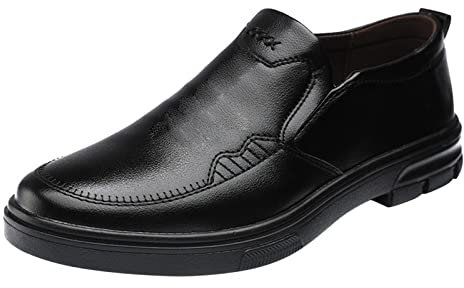 Mocasines de cuero para hombre, zapatos de vestir Oxford formales de negocios, cómodos, sin cordones, para conducir, caminar, zapatos para hombre, zapatos de tacón bajo con suela gruesa para hombre,