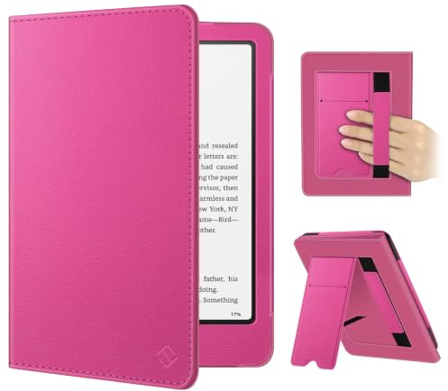 Fintie Hülle für 7 Kindle Paperwhite(12. Generation)/Kindle Colorsoft | Paperwhite Signature Edition 2026, Kickstand Case mit Handschlaufe, Rückseiten-Magnet, Auto Sleep/Wake, Rosa