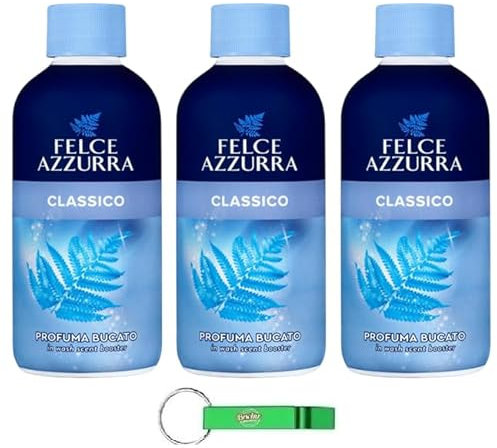 3 x Felce Azzurra Profumatore per Bucato Classico – Profumatore classico per la casa 220 ml + portachiavi Beni Culinari
