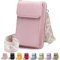 DBPBToU Pochette Téléphone Portable, Sacoche Femme Bandoulière avec Bandoulière Réglable, Sac Téléphone Portable Femme Portefeuille en Cuir PU pour Téléphone 7'' (Rose)