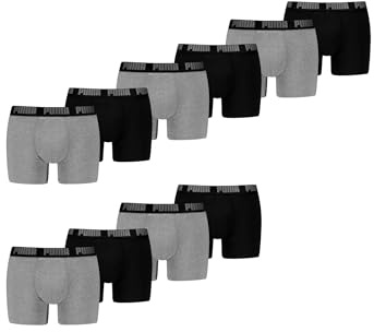 PUMA Boxer Boxershorts Men Herren Everyday Unterhose Unterwäsche 10er Pack, Farbe:Black/Grey Melange, Bekleidungsgröße:S