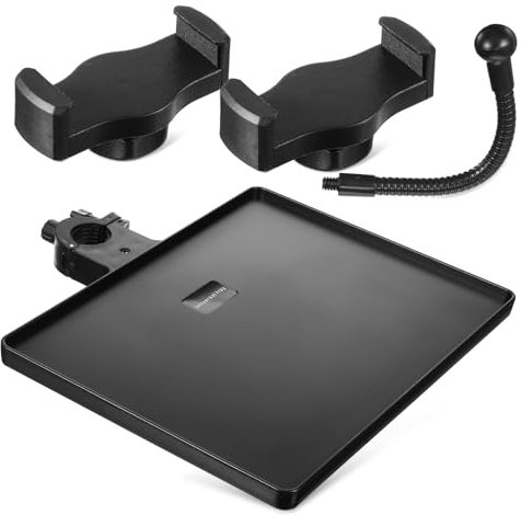 MUELODSIC Microphone Holder Sound Card Tray Buckle Design Larger Clamp Rack for Live Streaming Karaoke and Stage Performance Compatible Various Stands and Stable