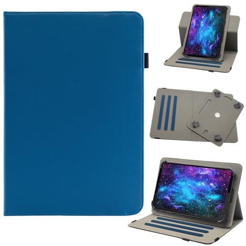 Universal 10 Inch Tablet Case, 10.1 Inch Android Tablet Case, Bbjjkkz 360 Degree Rotating Multi-Angle Viewing Stand PU Leather Cover for 9.5-11 Inch Tablet, Blue