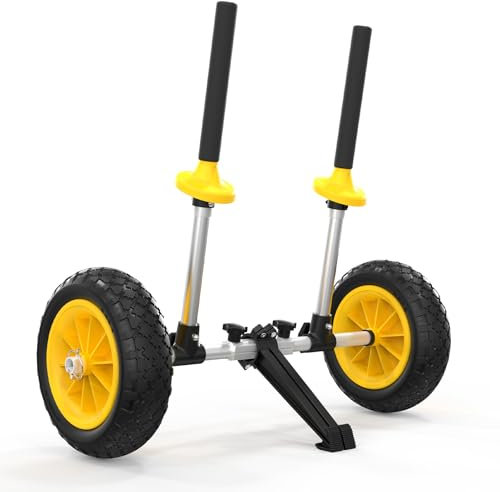 Bonnlo Kayak Cart with 10in Kayak Wheels, 7.1-17.1 Adjustable Width, Detachable Kayak Dolly with Adjustable Angle Kickstand, Strap Free Kayak Trolley for Sit on Top Kayaks