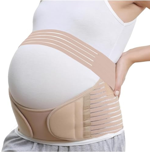 Janety Belly Belt Pregnancy, Pregnancy Belly Belt Nude M | Adjustable Pregnancy Belt Abdominal for Back & Pelvic Support
