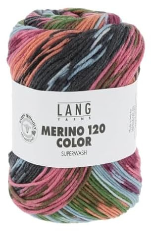 Lang Yarns Merino 120 Color 100g 47.0003 - grün/rosa/blau/grau