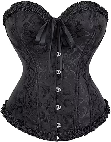 Black Corset Tops for Women Bustiers Shapewear Lace up Sexy Princess Burlesque Plus Size XXS