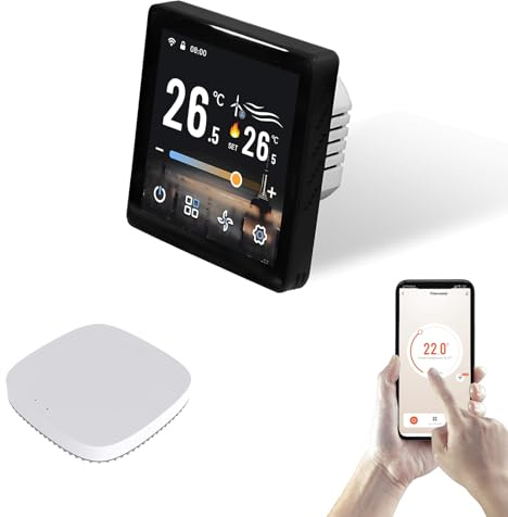 Qiumi Termostato Inteligente para Sistemas de Aire Acondicionado Central VRF/VAR | Pantalla táctil antihuellas de 4 | Control de la aplicación Zigbee y Tuya | Zigbee se Necesita Puerta de Enlace