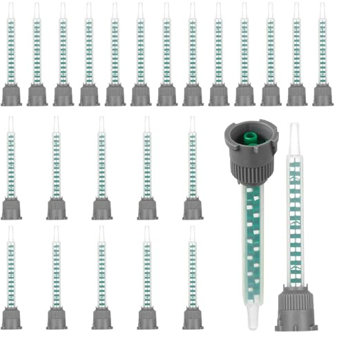 25 Pcs Epoxy Mixing Nozzle Tips, Square Static Mixer Tips, Epoxy Spray Gun Nozzles, Resin Mixer Adhesive Gun Nozzles for AB Glue Cartridges(1:1 Applicator Ratios)