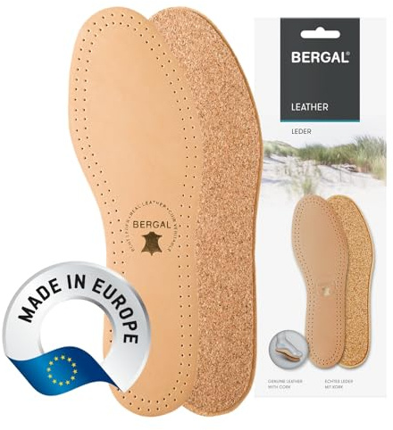BERGAL LEDER EINLEGESOHLEN 1 Paar Naturkork Gr. 52 atmungsaktiv Anti-Smell