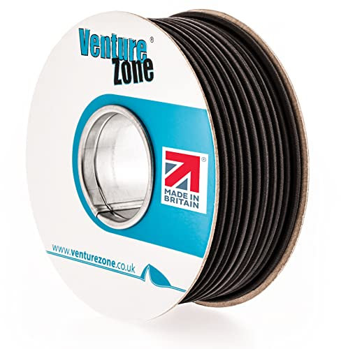 Premium Black Shock Cord 5mm Diameter – 5 Metre Length – Made in Britain (5mm Bungee Shockcord, 5 Metres)