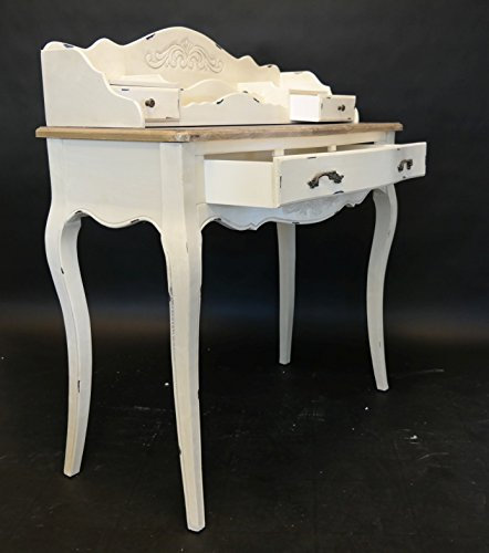 MyFlair Sekretäre, MDF, Paulownia, Antik Weiß, Holzfarben, 90 x 43 x 100 cm