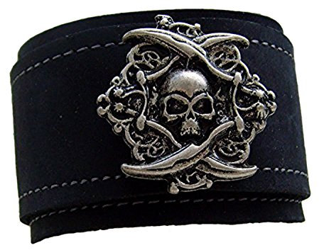 Lederarmband 4,7cm breit XXL Fluch der Karibik Farbe schwarz
