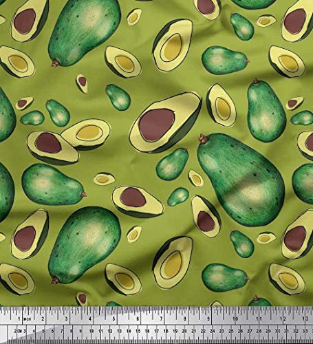 Soimoi Grun Baumwolljersey Stoff Avocado Obst Stoff drucken Meter 58 Zoll breit
