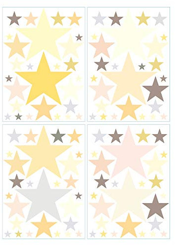 Wandtattoo Loft Sticker 100 Sterne in zarten Pastellfarben Kinderzimmer Wandsticker Aufkleberset/Pastell-gelb /