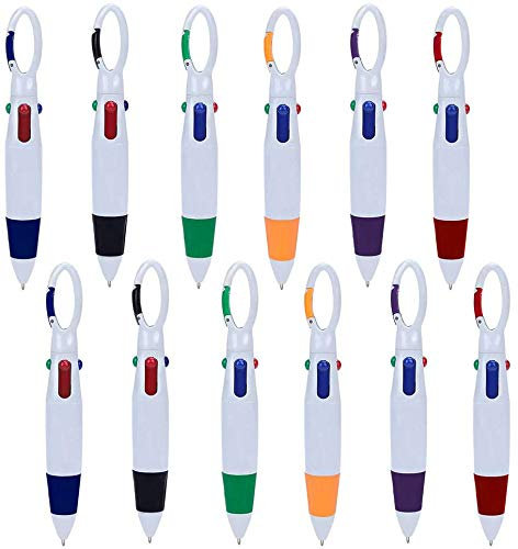 FANTESI Lot de 24 stylos à bille rétractables 4 en 1 Multicolore avec boucle porte-clés sur le dessus pour fournitures scolaires de bureau