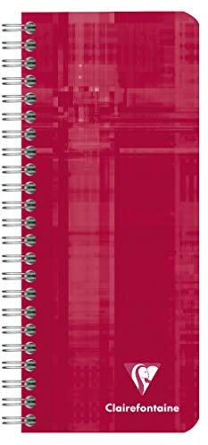 Clairefontaine 8672C - Packung mit 5 Notizbücher mit Spiralbindung, 8,5 x 20 cm, kariert, 90 g, 90 Blatt, farbig sortiert, 1 Pack
