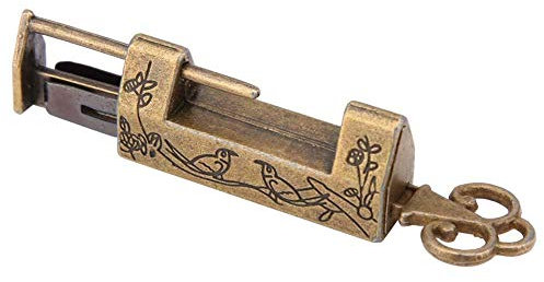 Decorative Lock Durable Antique Lock, Vintage Padlock, Padlock, Carved Flower Bird for Drawer for Jewelry Box(Magpie bronze)
