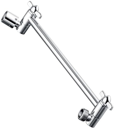BRIGHT SHOWERS Braccio doccia regolabile per soffione doccia a pioggia, 25,4 cm, universale, in ottone, cromato