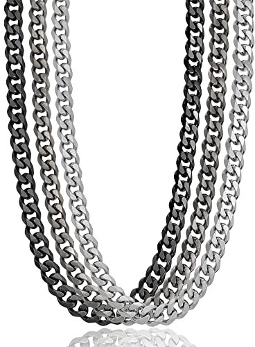 RUGGED steel Edelstahl Panzerkette massiv - Breiten: 7/11 mm - Längen: 45/50 / 55/60 cm - Farben: Silber/Schwarz/Schwarz-Vintage (Schwarz-Vintage (7 mm), 50)