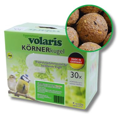Eggersmann volaris 30 Stück Meisenknödel Vollkorn ohne Netz 2.7 kg | Körnerkugel für Wildvögel | Nährstoffreiches Ganzahresfutter für alle Vogelarten