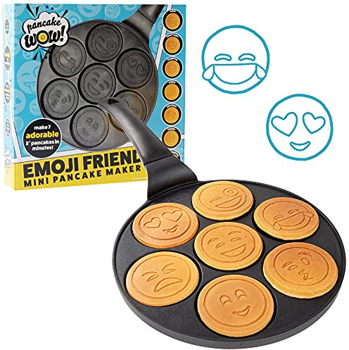 Mini padella per pancake con faccina sorridente – Crea 7 frittelle uniche – Piastra antiaderente per colazione magica e facile da pulire – divertente regalo per bambini e adulti, ragazzi o ragazze,