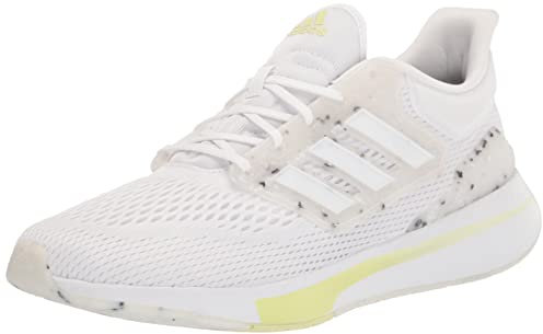 adidas Chaussures de course Eq21 pour femme, gris foncé/presque rose/rouge acide, pointure 5 US, Blanc/blanc/presque citron vert, 5.5 US