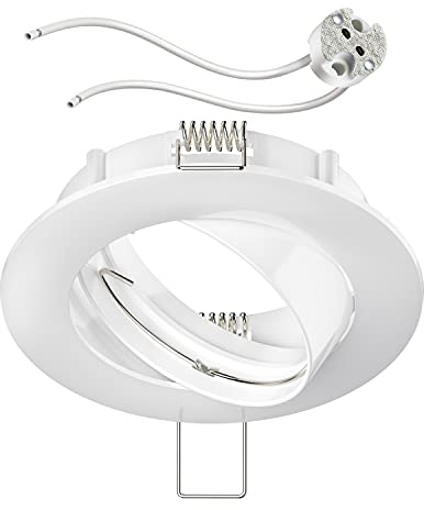 ledscom.de Deckeneinbaurahmen Circ Aluminium Einbaurahmen weiß schwenkbar (LED/Halogen/MR16/50mm) inkl. GU5.3 Fassung