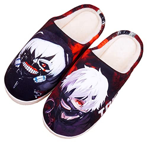 WANHONGYUE Japanese Anime Tokyo Ghoul Hausschuhe Damen Herren Weiche Plüsch Pantoffeln Rutschfest House Slippers Winter Warme Schlappen