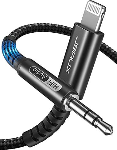 JSAUX Lightning-zu-3,5-mm-Audiokabel 6FT, [Apple Mfi-zertifiziert] Lightning-zu-Aux-Kabel für iPhone 14/14 Pro/13/13 Pro Max/12/12 Mini/12 Pro/12 Pro Max/11 Pro Max/X/XR/XS Max/8/7/Autoradio-Schwarz