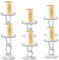 Okllen Set of 6 Glass Candle Holders, Clear Pillar Taper Candlestick Crystal Tealight Candle Holder Stand for Dinner Table, Wedding Centerpieces, Living Room, Home Decor