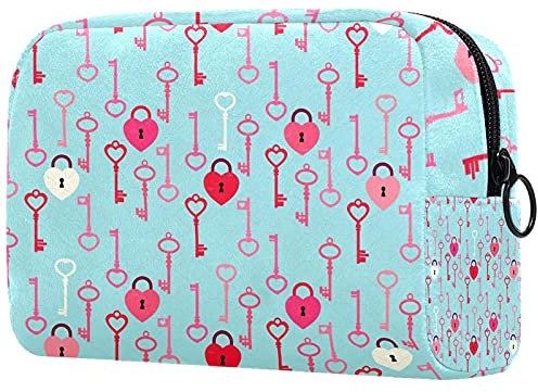 Love Key Lock Love Travel Makeup Bag Large Cosmetic Bag Makeup Case Organizer Zipper Pouch for Women Girls