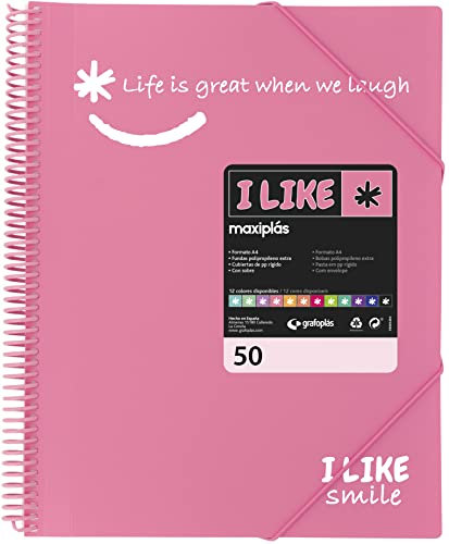 Grafoplás 39225053 Classeur à pochettes A4 Rose clair 50 pochettes Polypropylène I Like Smile