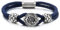 COOLSTEELANDBEYOND Homme Femme Deux Rangs Bleu Nautique Marin Yacht Corde Bracelet avec AcierAncre Charmes
