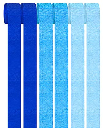 GAKA FAVOR Krepppapier Blau (6 Rolle)4.5cm x 25m,Kreppbänder Luftschlangen Blau für Hochzeit Geburtstags Party Dekoration