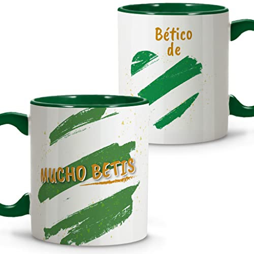 LolaPix Taza Betis. Tazas Originales para Regalar. Taza Desayuno fútbol. Taza de cerámica 330ml. Varios diseños.