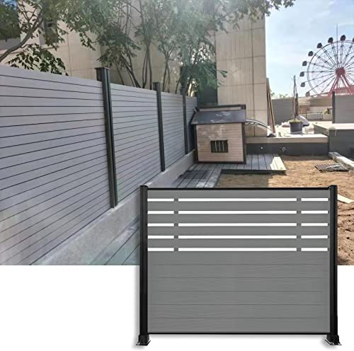 LZMZMQ WPC Sichtschutzzaun Baluster-Platten-Metall-WPC-Dachhaus-Pavillon-Landhaus-Fechten, Dekorativer Zaun, Trennwände, Aluminiumhalterungen, Set, Sonnenschutz Sichtschutz Wetterfest Feuerfest