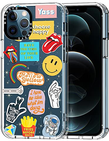 MOSNOVO für iPhone 12 Pro Max Hülle – Durchsichtige, schlanke, stoßfeste TPU+PC-Handyhülle, [6,6 Fuß Fallschutz/Anti-Abziehen] - Popkultur