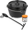 Petromax Feuertopf (Dutch Oven) Set´s (FT9, mit Standfüssen) | Original Gusseisen | mit Deckelheber und Pflegepaste | ohne Einbrennen | Einsteiger-Set | robust & vielseitig