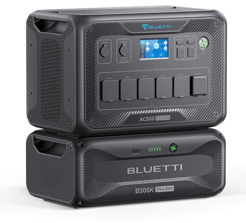 BLUETTI Solar Power Station AC500 & B300K Expansion Battery, 2764.8Wh LiFePO4 Battery Backup w/ 6 5000W AC Outlets (10KW Peak), UPS Home Backup, Modular Power System for Home Use, Emergency, Blackout