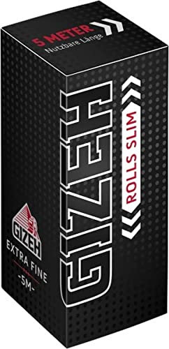 Gizeh Extra Fine Slim Rolls 5 Meter pro Rolle Zigarettenpapier Endlospapier Inkl. Gratis Crystal Balls (5)
