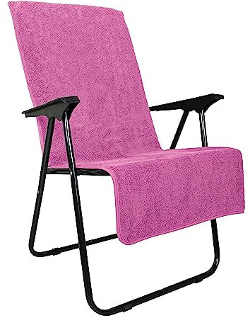 LAYNENBURG Premium Frottee Schonbezug für Gartenstuhl - 100% Baumwolle - Oeko-TEX 100 - Handtuch-Bezug Hochlehner - Stuhl-Bezug mit Umschlag für Camping-, Liege-Stuhl (65x130 cm Fuchsia)