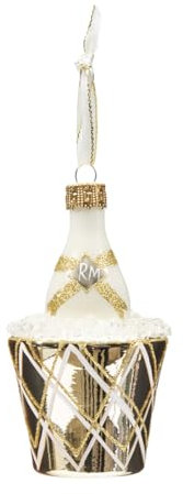 Riviera Maison Weihnachtskugel Gold, Glitzer Sekt, Weihnachtsschmuck, Christbaumschmuck, RM Bubbles & Party Ornament (ØxH) 6,5x12 - Glas